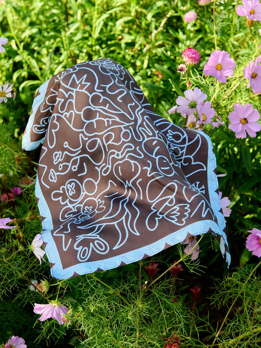 Hedvábný šátek Grounded - mint chocolate