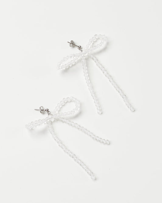 Bow earrings - big white