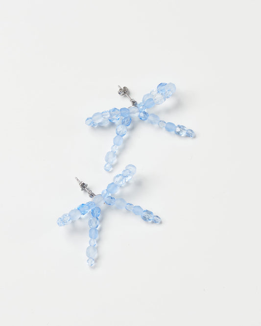 Bow earrings - medium artisanal blue