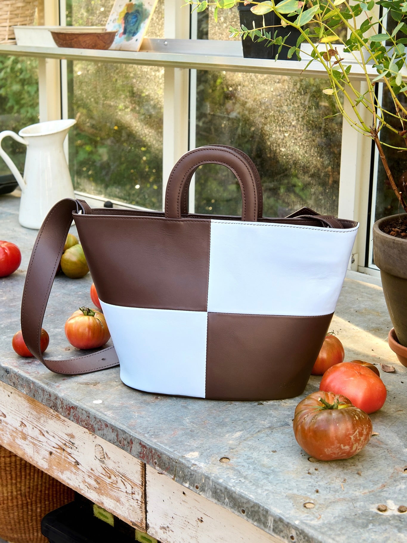 Checked basket bag