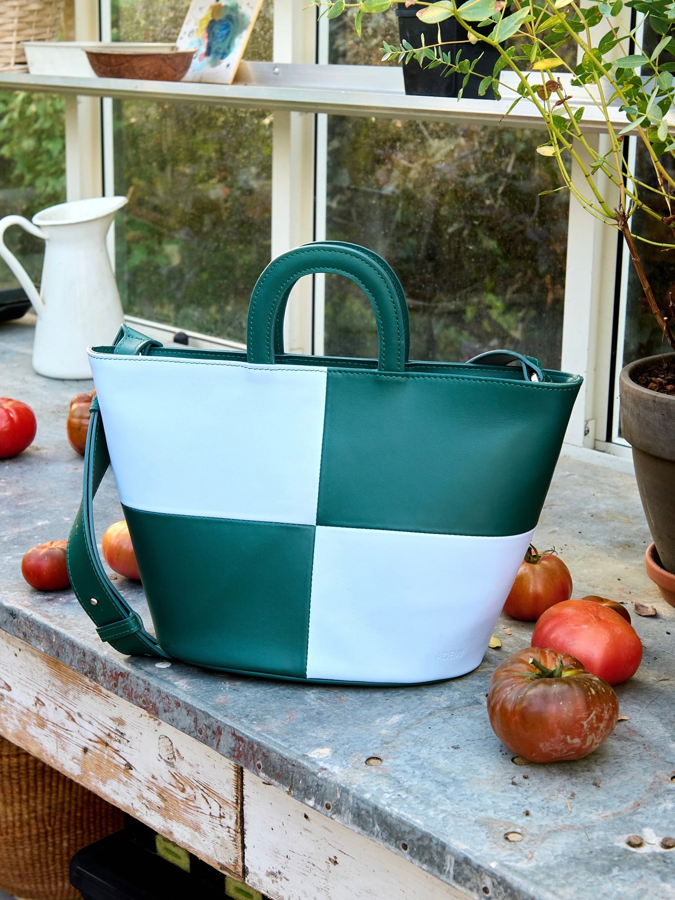 Checked basket bag