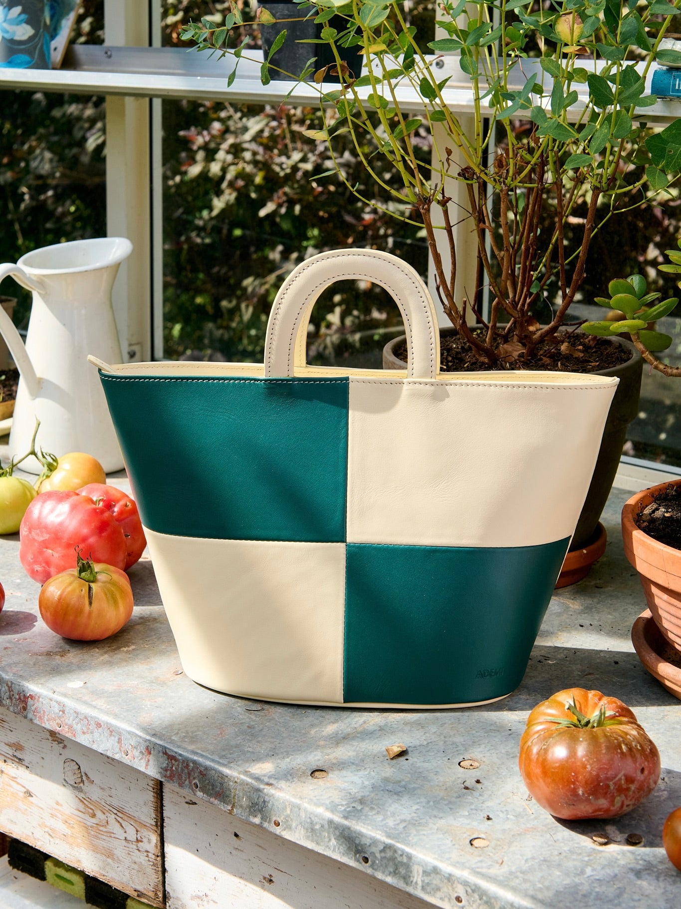 Checked basket bag