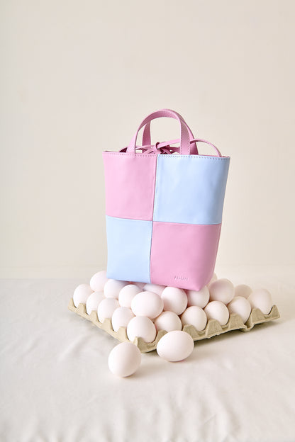 checked baby blue + mauve