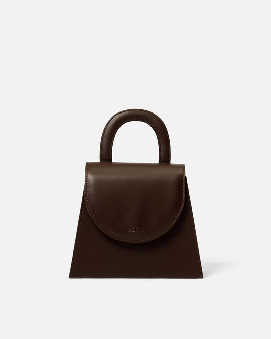 Leather handle bag - coffee