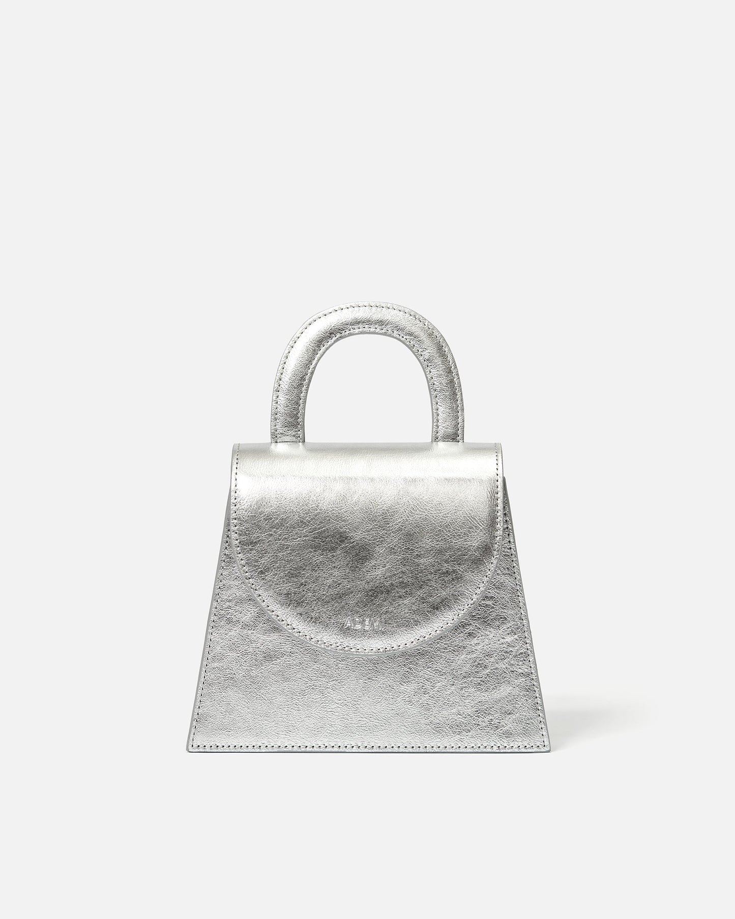 Leather handle bag - silver