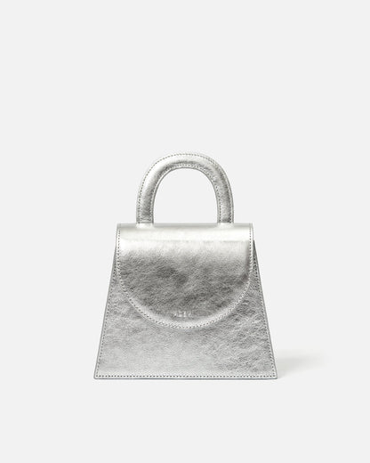 Leather handle bag - silver