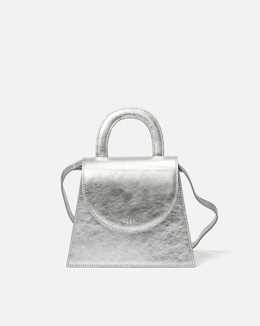 Leather handle bag - silver