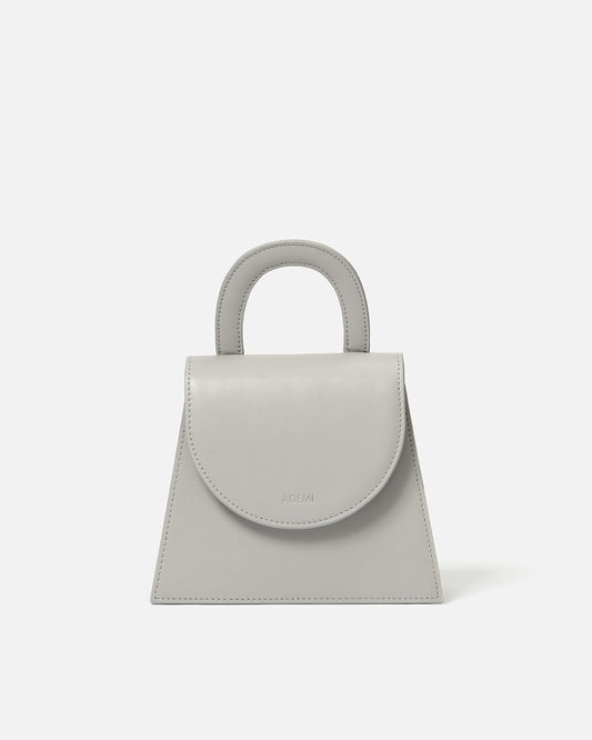 Leather handle bag - pearl grey