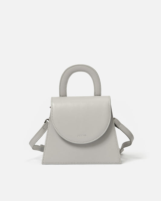 Leather handle bag - pearl grey