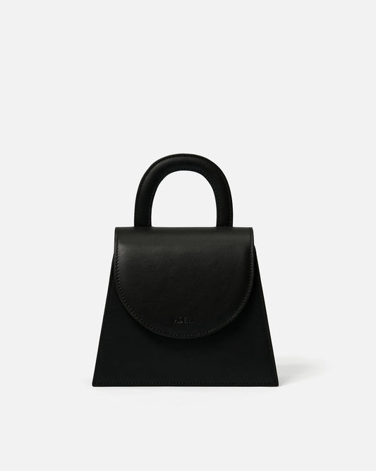 Leather handle bag - black