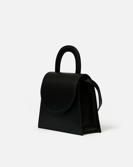 Leather handle bag - black