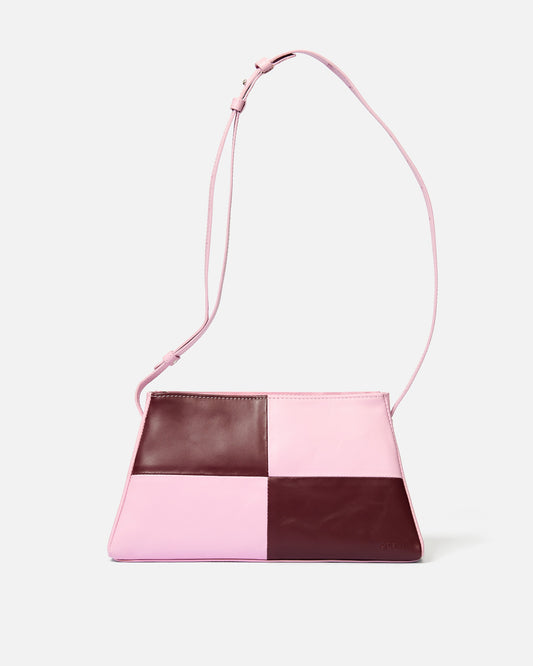 Runner bag - checked Mauve + Wine