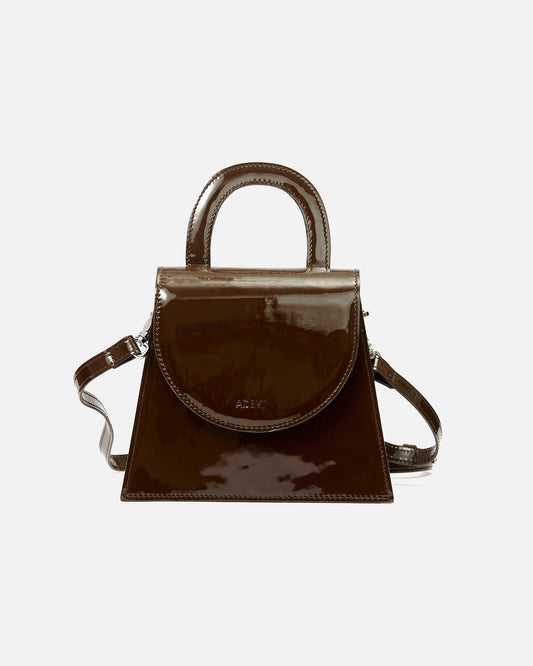 Leather handle bag - chocolate