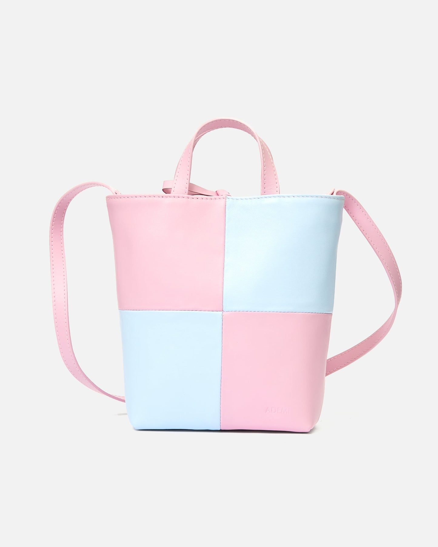 Mini Tennis tote - checked - checked baby blue + mauve
