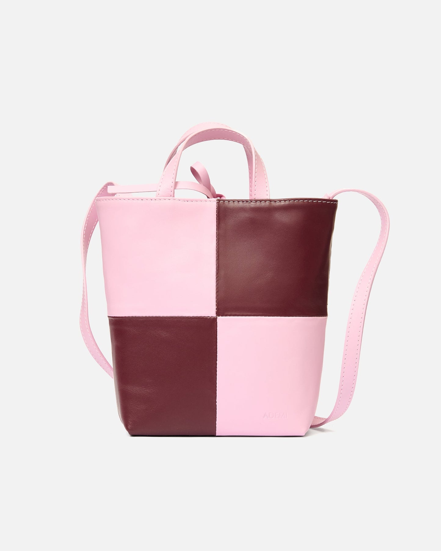 Mini Tennis tote - checked - checked wine + mauve