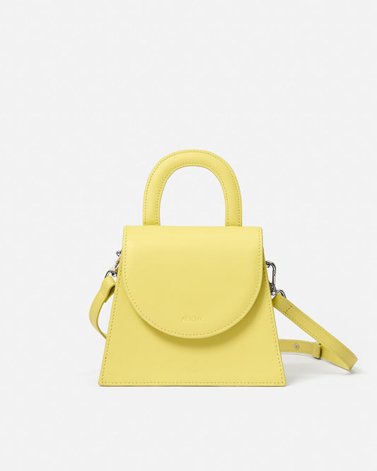 Leather handle bag - yellow apple