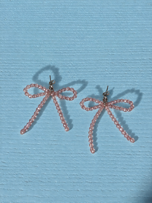 Bow earrings - medium dusty pink
